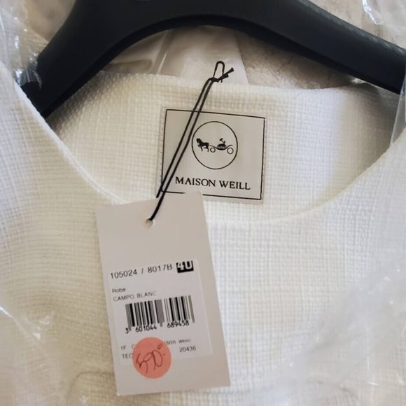 $590 NEW Maison Weill Retro Ivory Dress Knee Length EU40 Spring Semi Formal Prom - Picture 5 of 6